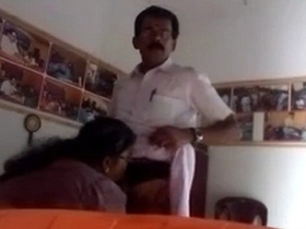 Elderly coworkers engage in oral intercourse with an older man