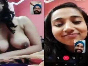 Pretty Indian girl flaunts her breasts in a video call to her lover