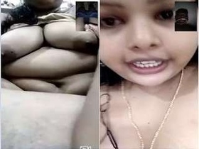 Curvy babe flaunts her big tits and masturbates on video call
