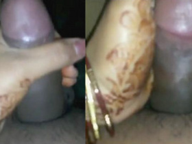 A recently married wife enjoys herself with a firm penis