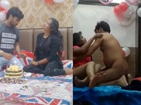 Indian wife loudly moans during hard sex after birthday party