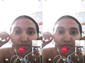 Curvy girl flaunts her body in front of a guy on video call