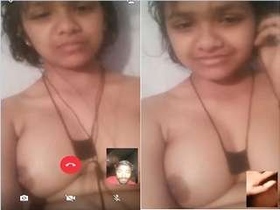 Desi beauty flaunts her big breasts on video call