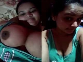 Beautiful Indian woman flaunts her large breasts