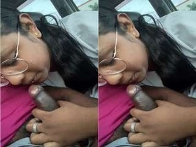 Tamil babe gives a blowjob in a car