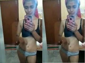 Beautiful Indian girl flaunts her breasts and records a video for her lover