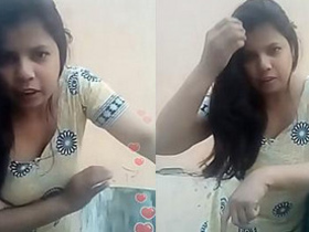 Indian bhabhi flaunts her cleavage in live video, bends over seductively
