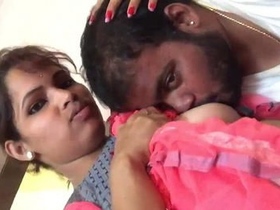 My Indian girlfriend's large breasts being pleasured orally
