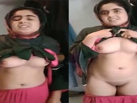 Wife Dehati flaunts her breasts and vagina at the command of her husband