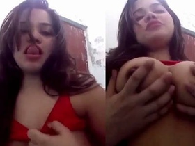 Big boobs babe from India gets naughty