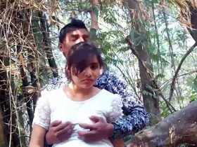 Open-air romance with Indian girl in outdoor setting