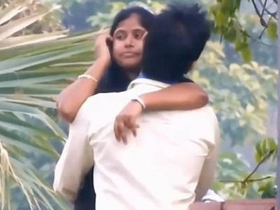 Couple sharing a loving moment in the park
