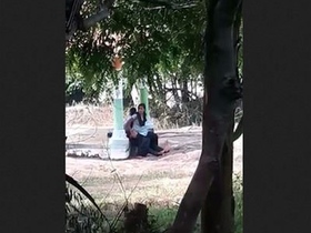 Lover spied while outdoor fucking in dress