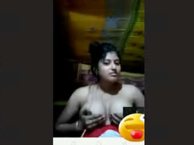 Indian girlfriend reveals her breasts during a video chat