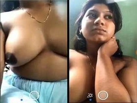 Intimate video of a shy Indian girl revealing her breasts on video call