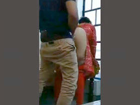 Aroused wife receives anal penetration while standing up