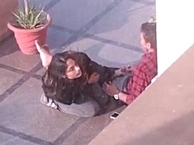 Outdoor Indian girl gives blowjob to peon