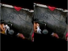 Indian woman eager to take a bath