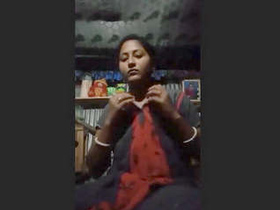 Desi bhabhi flaunts her breasts in a solo video