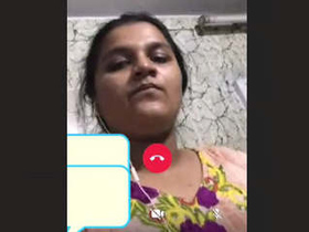 Seductive wife reveals her shaved intimate area in a video call to her partner