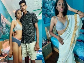 Beautiful girl with large breasts cuddles and kisses in a passionate manner