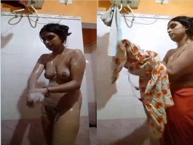 Lustful Indian Bhabhi getting naked in the bathtub