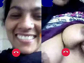 Indian matrimonial scammer Geeta Devi exposes her large breasts during a video chat