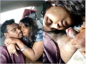 Telugu girl gives oral pleasure in a car