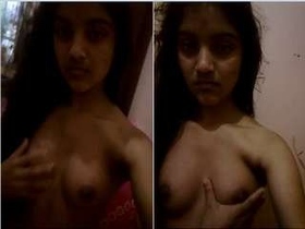 Desi girl with big boobs gets naughty on camera