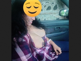 A charming girl experiences an exhilarating journey in a vehicle