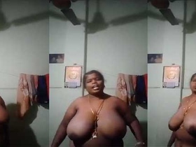 South Indian wife flaunts her massive natural breasts in front of her husband