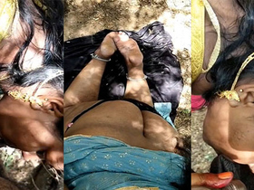 Telugu babe gives a blowjob in the open air