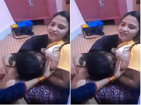 Amateur Indian lesbians indulge in boob sucking