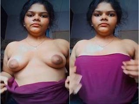 Exclusive Indian girl's first time showing off her boobs in amateur video