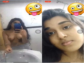 Exclusive video of desi girl recording selfies with her big boobs