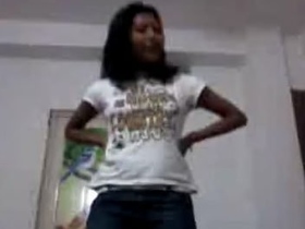 A young and attractive woman behaves inappropriately while being filmed
