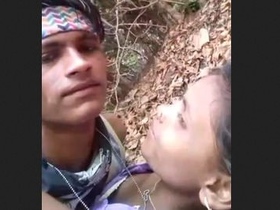 Young lovers engage in outdoor sex in a jungle village