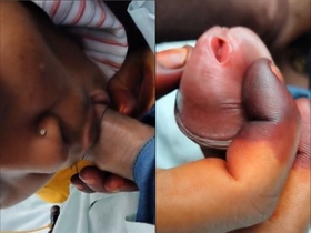 A young woman enjoys giving oral and riding her partner's penis in front of the camera