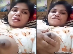 Bangladeshi housewife flaunts her large breasts on video chat