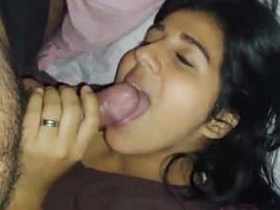Indian wife gives a satisfying blowjob to her British husband and receives a mouthful of cum