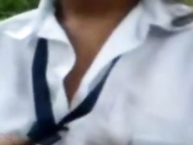 A hot girl and a guy have sex in the outdoors