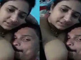 Indian amateur sex model entices man with big breasts for a kiss