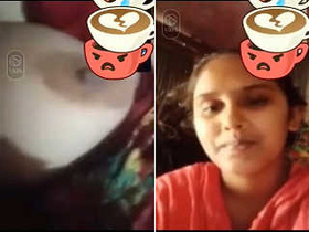 Adorable Indian girl flaunts her ample bosom on Vk