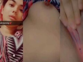 Busty Indian babe teases with her big boobs and masturbates on video call