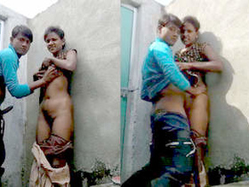 A quick outdoor fuck for a village couple