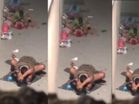 Amateur Indian couple caught on camera having sex in the open