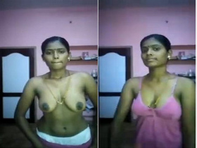 Exclusive Indian wife reveals her natural boobs in part 1