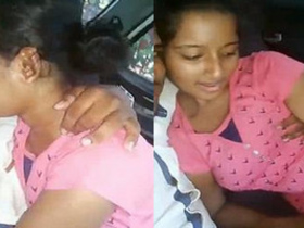 Cute Indian girl gives oral sex in a car
