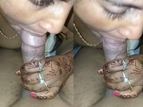 Indian babe gives a blowjob to her husband