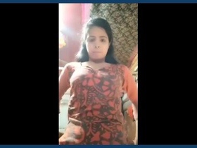 Lovely rural woman exhibits her body